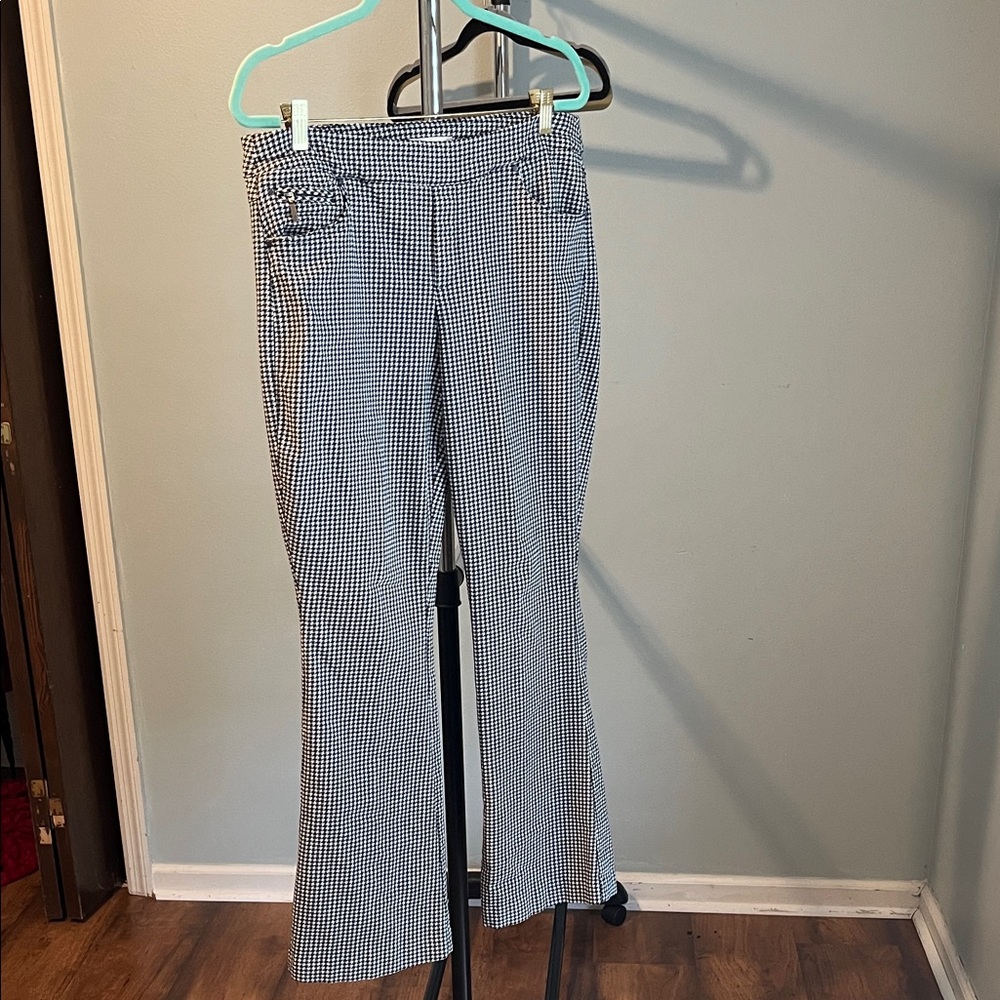 Cato Black and White Houndstooth Flare Pants